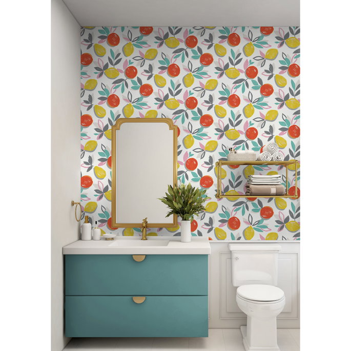 NextWall Peel &amp; Stick Fruit Toss Tropic Sunset Wallpaper image 2 of 5