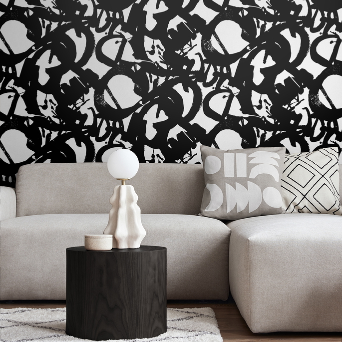 NextWall Peel &amp; Stick Inkblot Onyx Wallpaper image 2 of 5