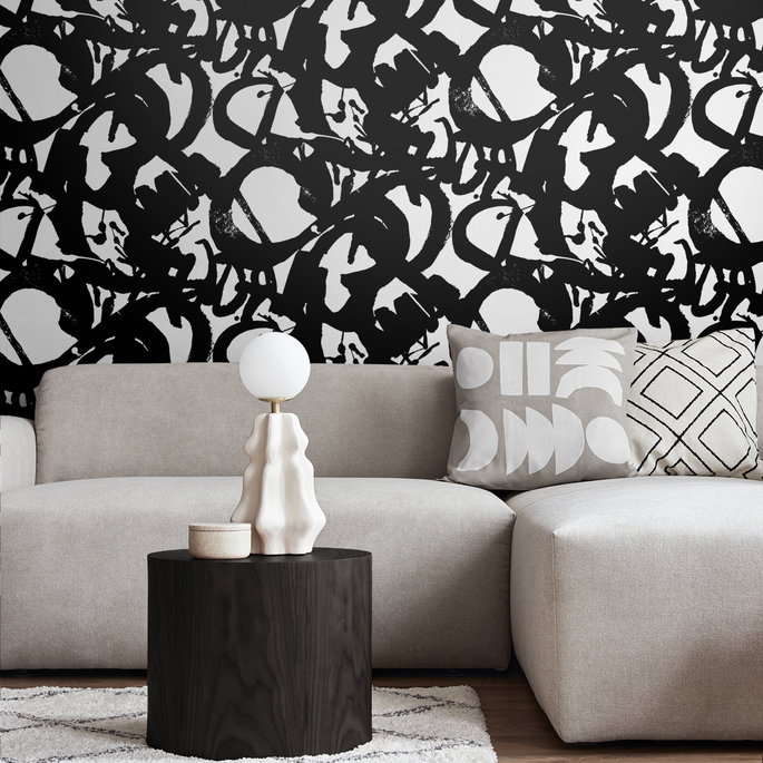 NextWall Peel &amp; Stick Inkblot Onyx Wallpaper image 2 of 5