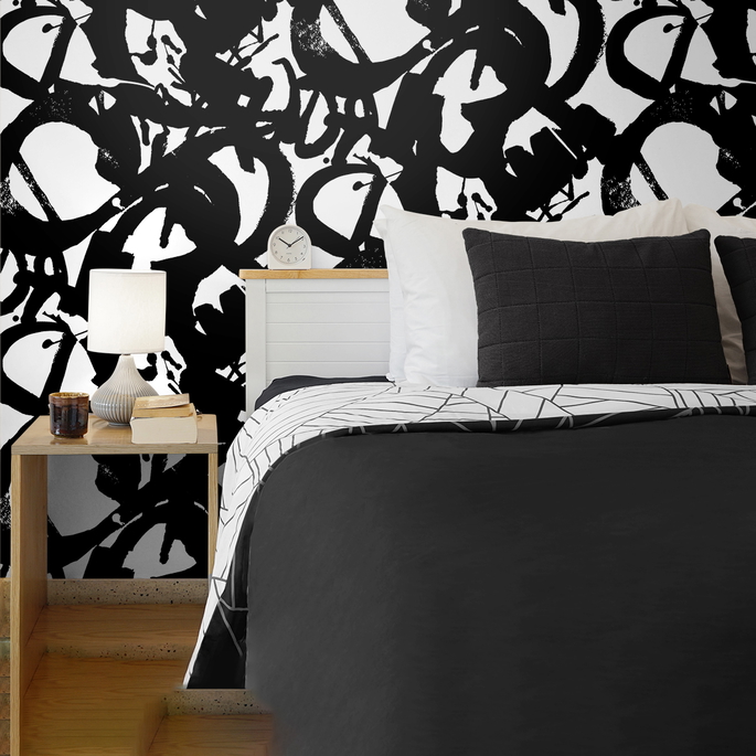 NextWall Peel &amp; Stick Inkblot Onyx Wallpaper image 3 of 5