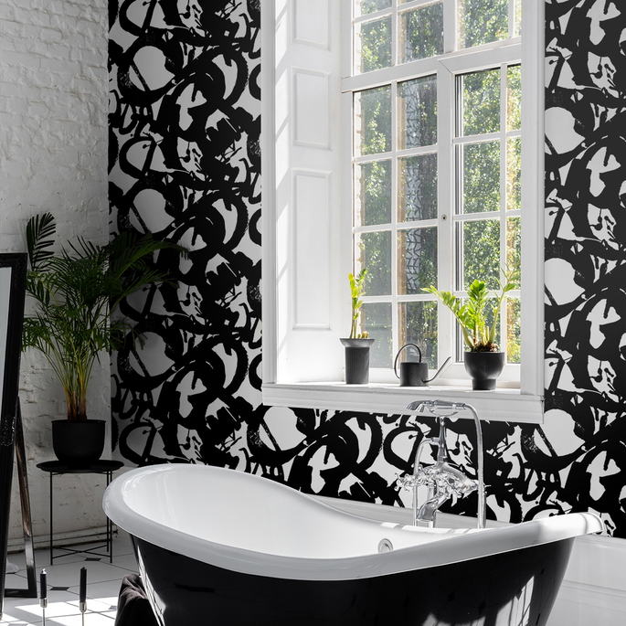 NextWall Peel &amp; Stick Inkblot Onyx Wallpaper image 4 of 5