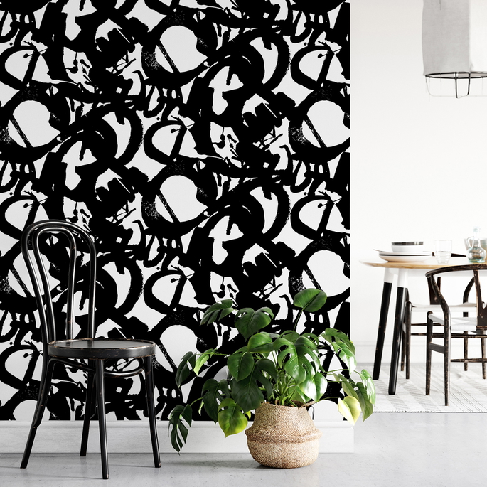 NextWall Peel &amp; Stick Inkblot Onyx Wallpaper image 5 of 5