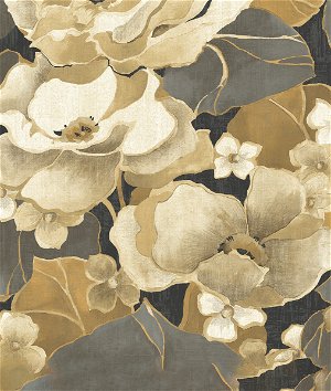 NextWall Peel & Stick Nouveau Floral Ebony & Antique Gold Wallpaper