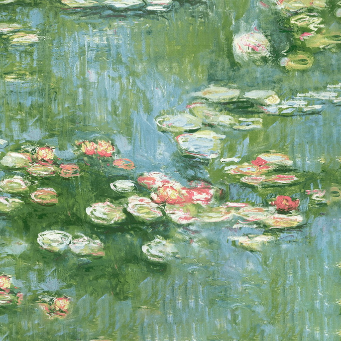 NextWall Peel &amp; Stick Lily Pond Olive &amp; Sky Blue Wallpaper image 1 of 5