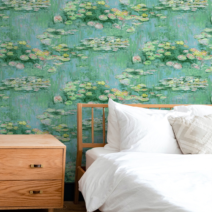 NextWall Peel &amp; Stick Lily Pond Hunter Green &amp; Lakeside Wallpaper image 2 of 5