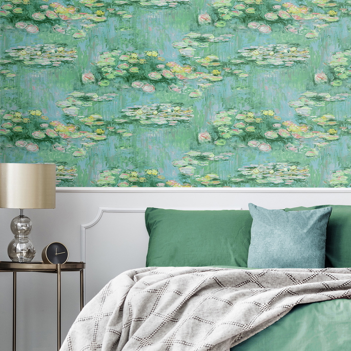 NextWall Peel &amp; Stick Lily Pond Hunter Green &amp; Lakeside Wallpaper image 3 of 5