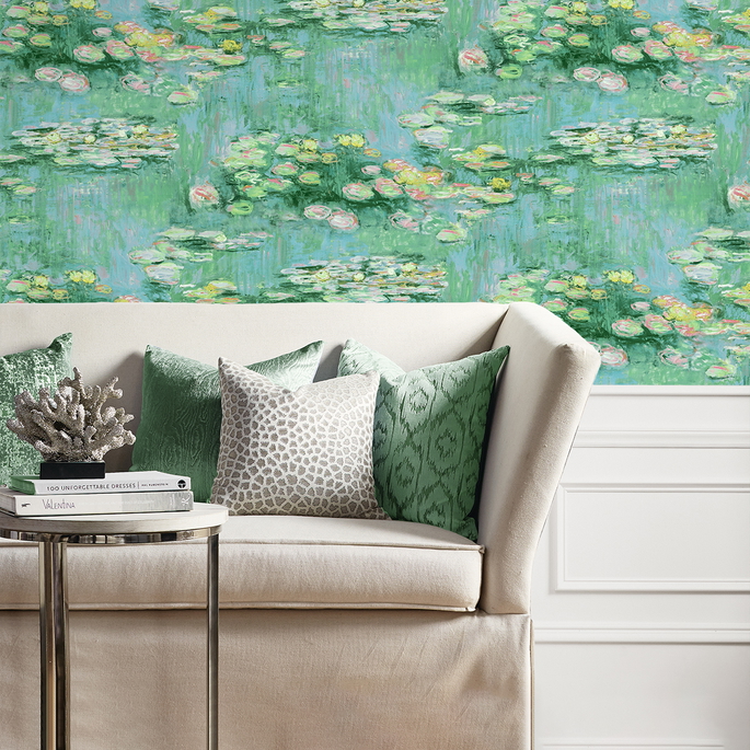 NextWall Peel &amp; Stick Lily Pond Hunter Green &amp; Lakeside Wallpaper image 4 of 5