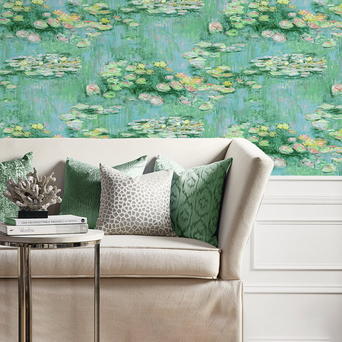 NextWall Peel &amp; Stick Lily Pond Hunter Green &amp; Lakeside Wallpaper image 4 of 5