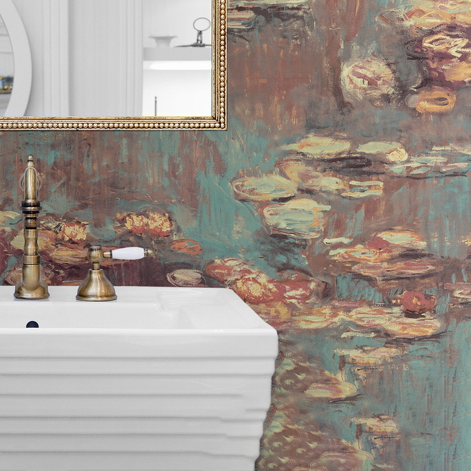 NextWall Peel &amp; Stick Lily Pond Rust &amp; Deep Sea Wallpaper image 5 of 5