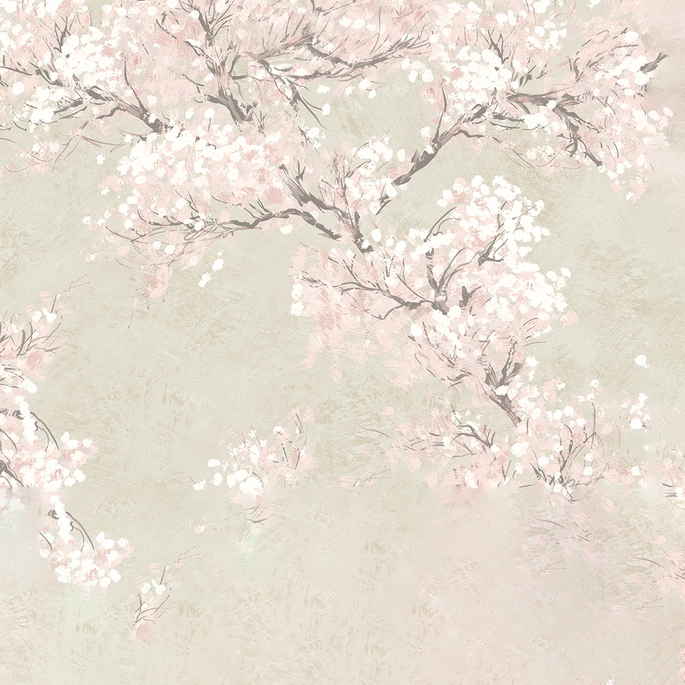 NextWall Peel &amp; Stick Cherry Blossom Grove Parchment &amp; Rose Wallpaper image 1 of 5