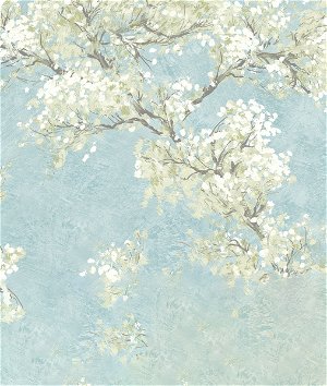NextWall Peel & Stick Cherry Blossom Grove Blue Mist & Green Tea Wallpaper