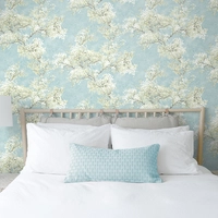 NextWall Peel & Stick Cherry Blossom Grove Blue Mist & Green Tea Wallpaper