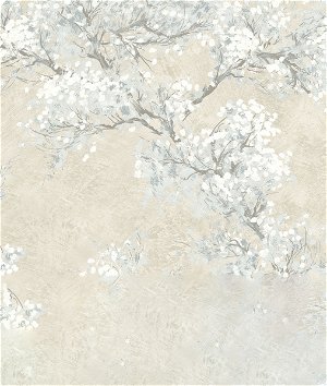 NextWall Peel & Stick Cherry Blossom Grove Parchment & Morning Fog Wallpaper