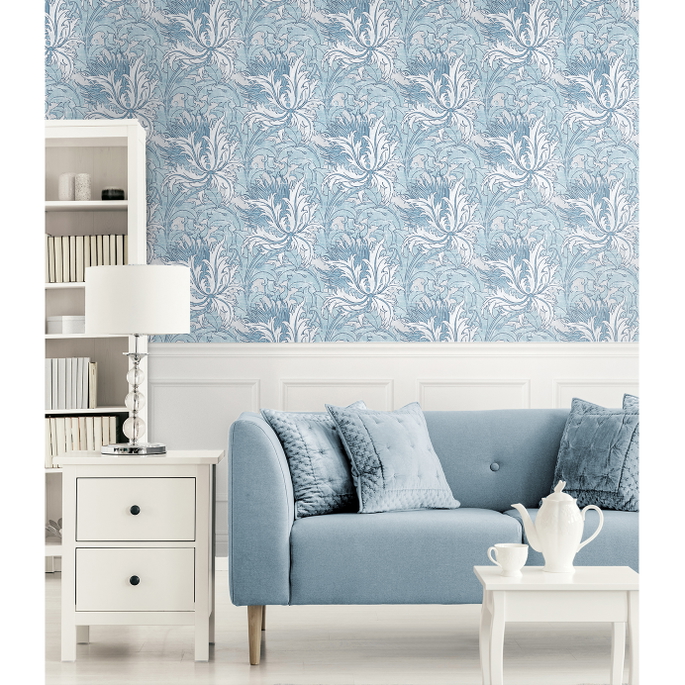 NextWall Peel &amp; Stick Floral Folly Blue Waterfall Wallpaper image 2 of 5