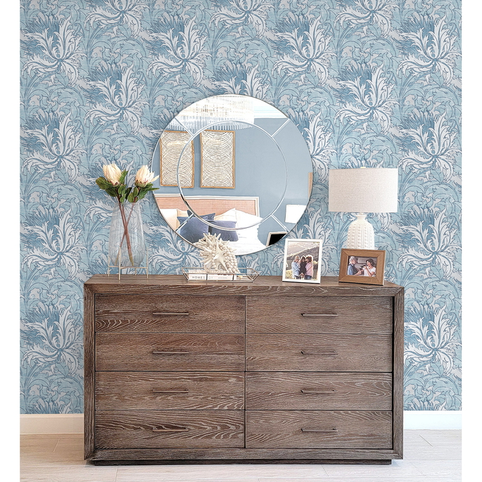 NextWall Peel &amp; Stick Floral Folly Blue Waterfall Wallpaper image 3 of 5