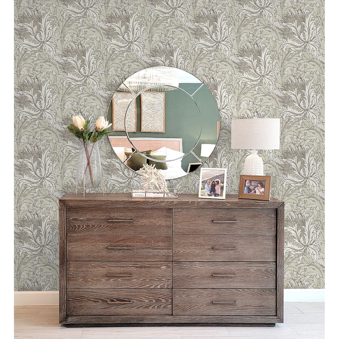 NextWall Peel &amp; Stick Floral Folly Lunar Rock &amp; Pale Oak Wallpaper image 3 of 5