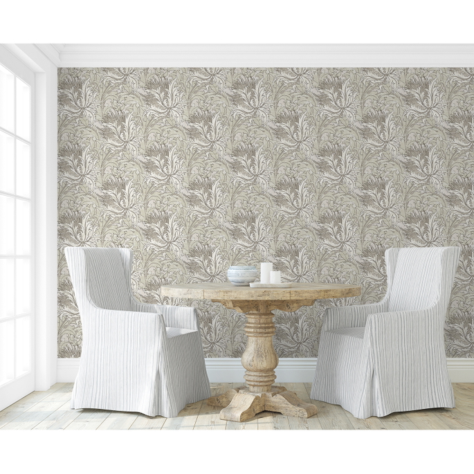 NextWall Peel &amp; Stick Floral Folly Lunar Rock &amp; Pale Oak Wallpaper image 4 of 5
