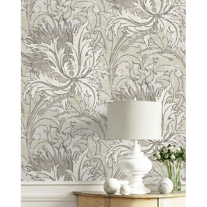 NextWall Peel &amp; Stick Floral Folly Lunar Rock &amp; Pale Oak Wallpaper image 5 of 5