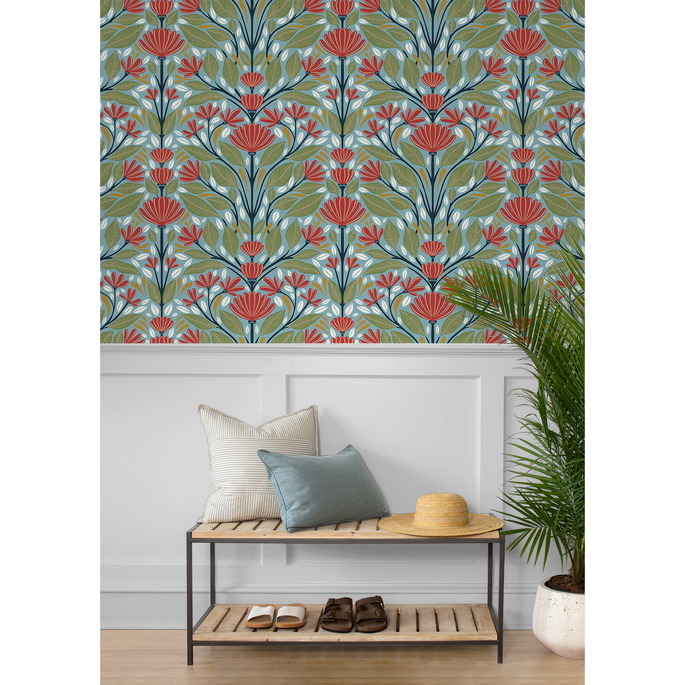 NextWall Peel &amp; Stick Shalin Folk Floral Summer Garden Wallpaper image 3 of 5