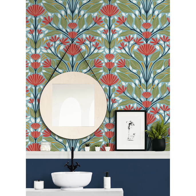 NextWall Peel &amp; Stick Shalin Folk Floral Summer Garden Wallpaper image 4 of 5
