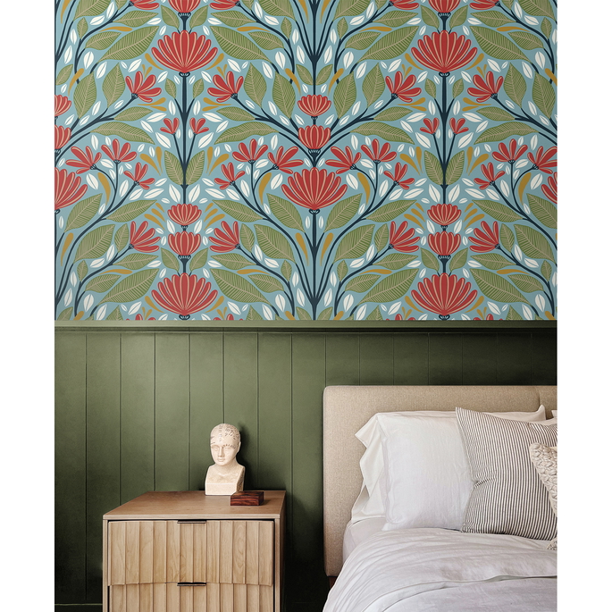 NextWall Peel &amp; Stick Shalin Folk Floral Summer Garden Wallpaper image 5 of 5