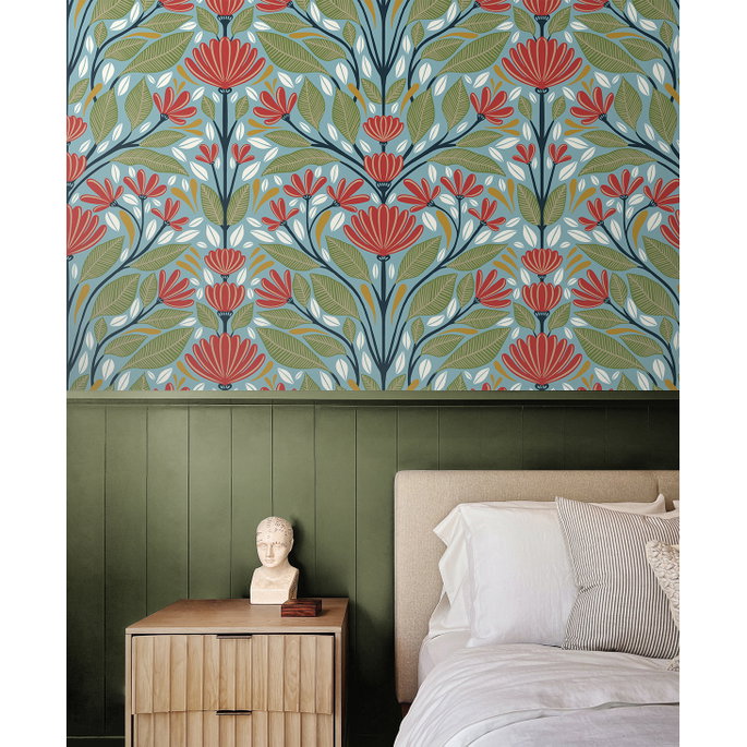 NextWall Peel &amp; Stick Shalin Folk Floral Summer Garden Wallpaper image 5 of 5