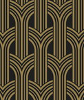 NextWall Peel & Stick Deco Geometric Arches Ebony & Metallic Gold Wallpaper