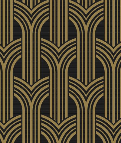 NextWall Peel & Stick Deco Geometric Arches Ebony & Metallic Gold Wallpaper