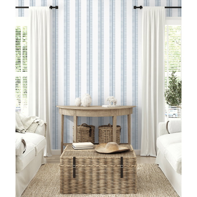 NextWall Peel &amp; Stick Beach Towel Stripe Blue Skies Wallpaper image 2 of 5