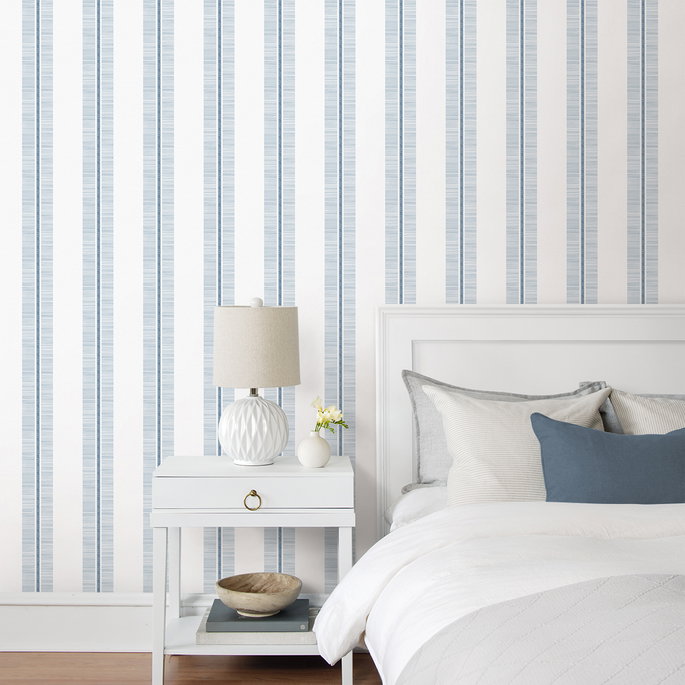 NextWall Peel &amp; Stick Beach Towel Stripe Blue Skies Wallpaper image 3 of 5