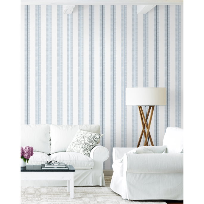 NextWall Peel &amp; Stick Beach Towel Stripe Blue Skies Wallpaper image 4 of 5