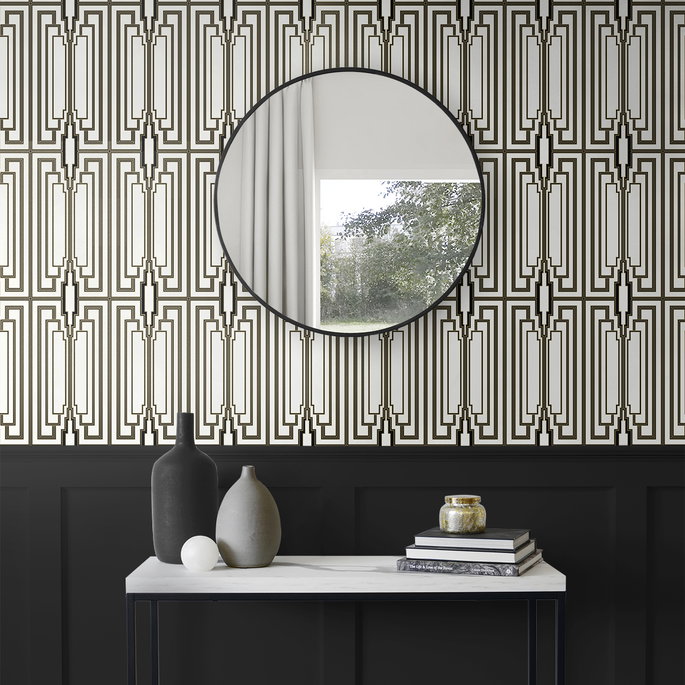 NextWall Peel &amp; Stick Manhattan Deco Ebony &amp; Gold Wallpaper image 5 of 5