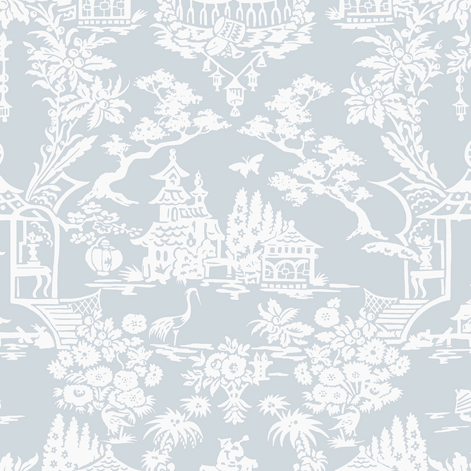 NextWall Peel &amp; Stick Garden Chinoiserie Blue Dusk Wallpaper image 1 of 5