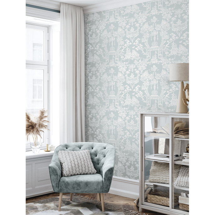 NextWall Peel &amp; Stick Garden Chinoiserie Blue Dusk Wallpaper image 3 of 5