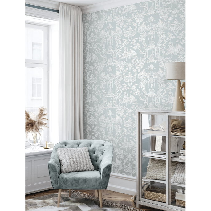 NextWall Peel &amp; Stick Garden Chinoiserie Blue Dusk Wallpaper image 3 of 5