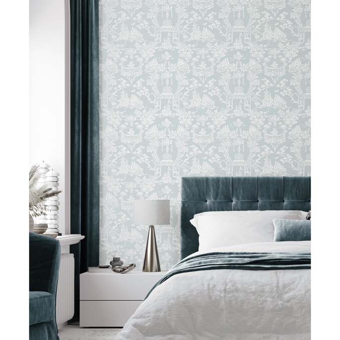 NextWall Peel &amp; Stick Garden Chinoiserie Blue Dusk Wallpaper image 4 of 5