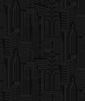 NextWall Peel & Stick City Skyline Cosmic Black Wallpaper