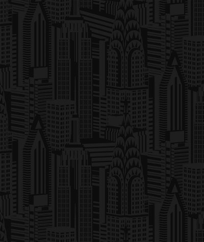 NextWall Peel & Stick City Skyline Cosmic Black Wallpaper