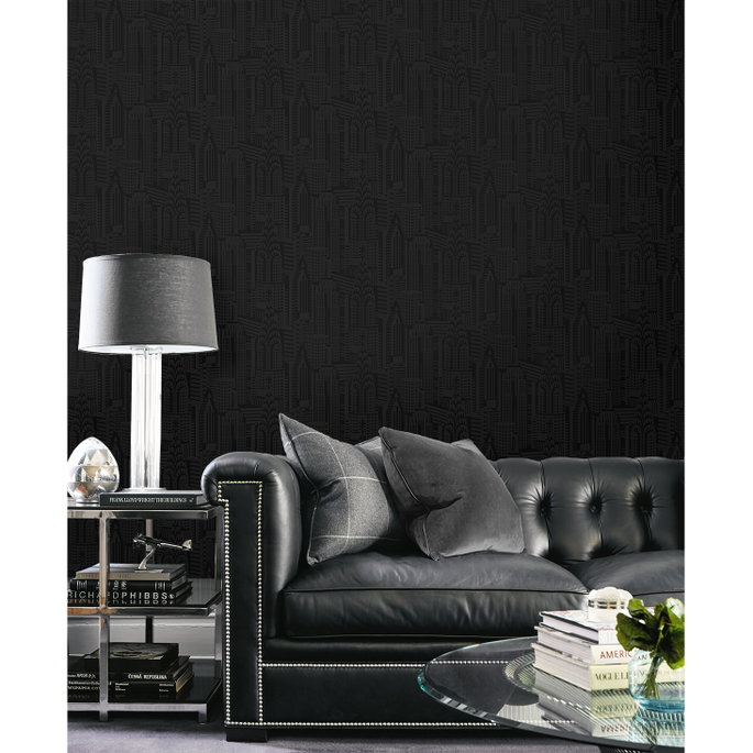NextWall Peel &amp; Stick City Skyline Cosmic Black Wallpaper image 3 of 5