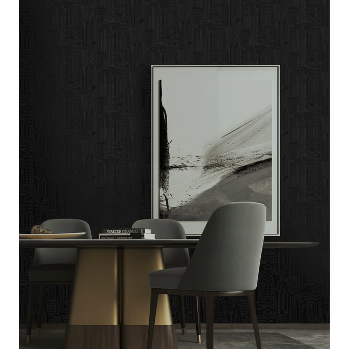 NextWall Peel &amp; Stick City Skyline Cosmic Black Wallpaper image 4 of 5