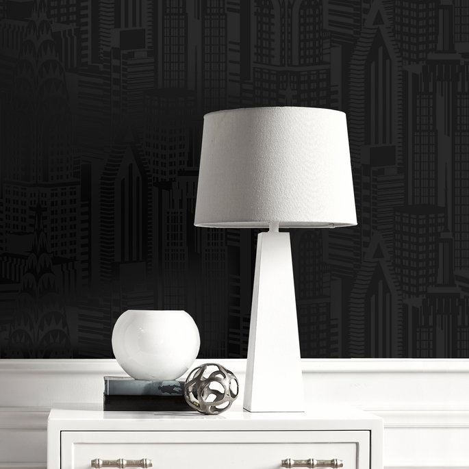 NextWall Peel &amp; Stick City Skyline Cosmic Black Wallpaper image 5 of 5