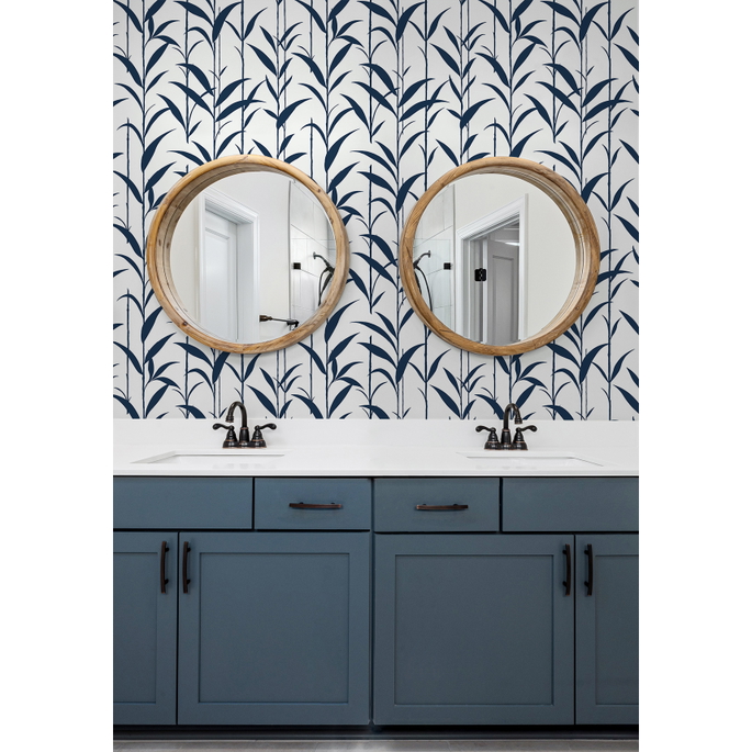 NextWall Peel &amp; Stick Bamboo Silhouette Royal Blue Wallpaper image 3 of 5
