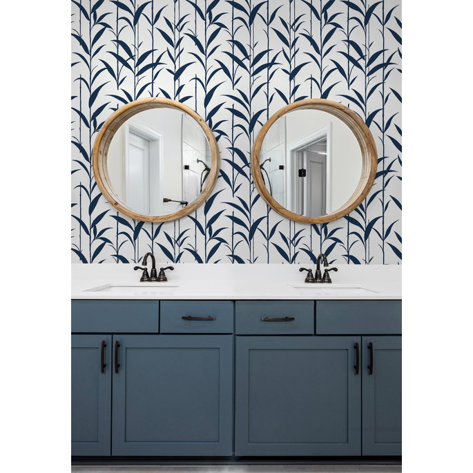 NextWall Peel &amp; Stick Bamboo Silhouette Royal Blue Wallpaper image 3 of 5