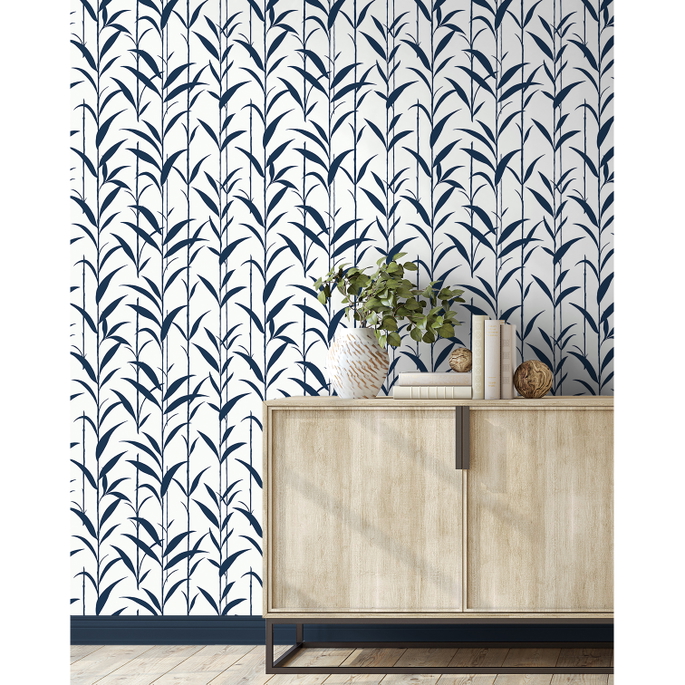 NextWall Peel &amp; Stick Bamboo Silhouette Royal Blue Wallpaper image 4 of 5
