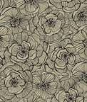 NextWall Peel & Stick Ellie Graphic Floral Gold Shimmer & Ebony Wallpaper