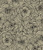 NextWall Peel & Stick Ellie Graphic Floral Gold Shimmer & Ebony Wallpaper
