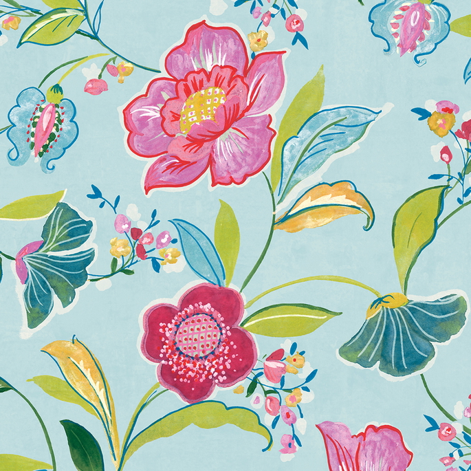 NextWall Peel &amp; Stick Painterly Floral Light Aqua Wallpaper image 1 of 5