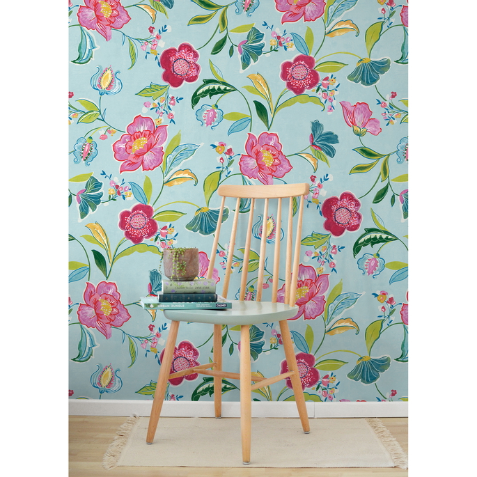 NextWall Peel &amp; Stick Painterly Floral Light Aqua Wallpaper image 5 of 5
