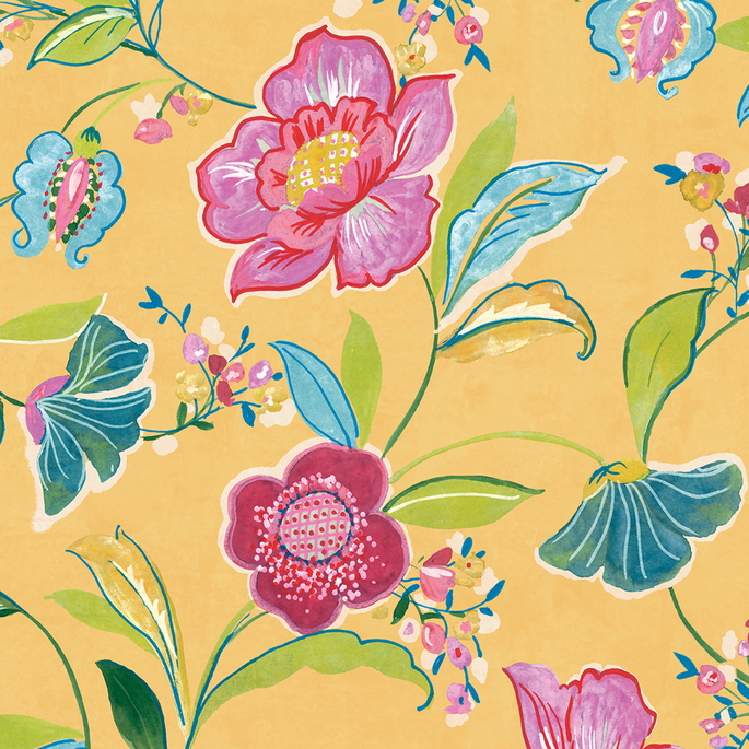 NextWall Peel &amp; Stick Painterly Floral Cantaloupe Wallpaper image 1 of 5