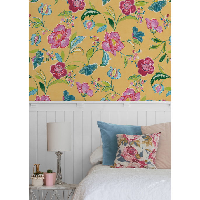 NextWall Peel &amp; Stick Painterly Floral Cantaloupe Wallpaper image 3 of 5